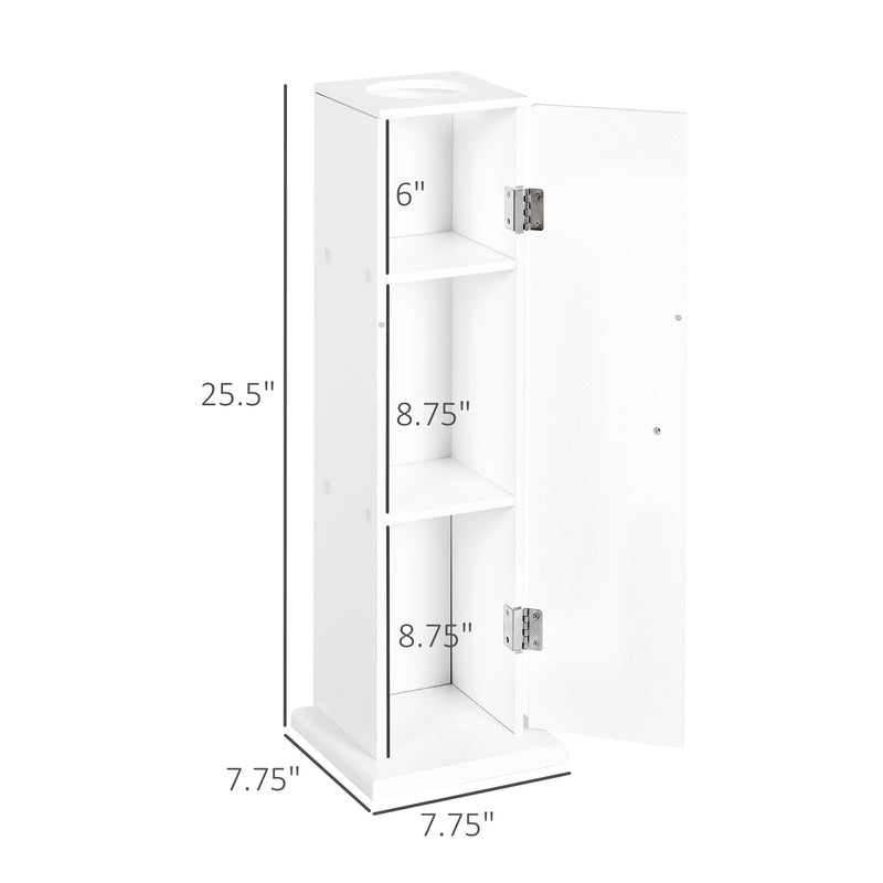 HOMCOM Toilet Paper Cabinet, Small Bathroom Corner Floor Cabinet with Doors and Shelves, Thin Storage Bathroom Organizer for Paper Shampoo, White