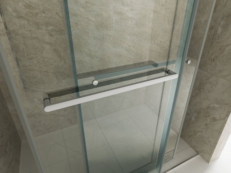 Elan 56 to 60 in. W x 76 in. H Sliding Frameless Soft-Close Shower Door with Premium 3/8 Inch (10mm) Thick Tampered Glass in Chrome 
 23D02-60C