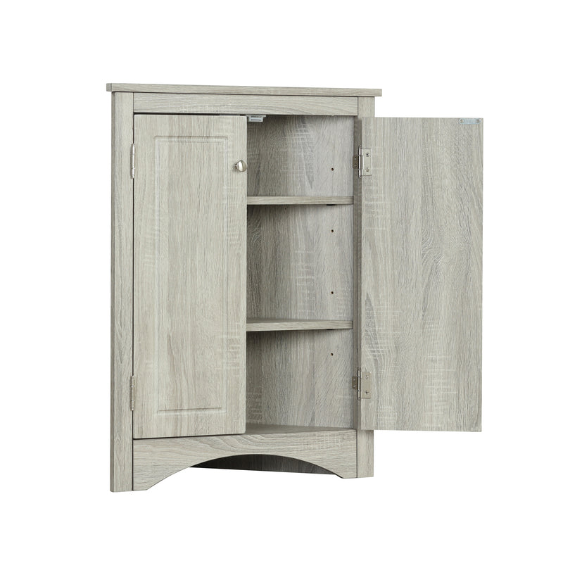 Oak Triangle Bathroom Storage Cabinet with Adjustable Shelves, Freestanding Floor Cabinet for Home Kitchen