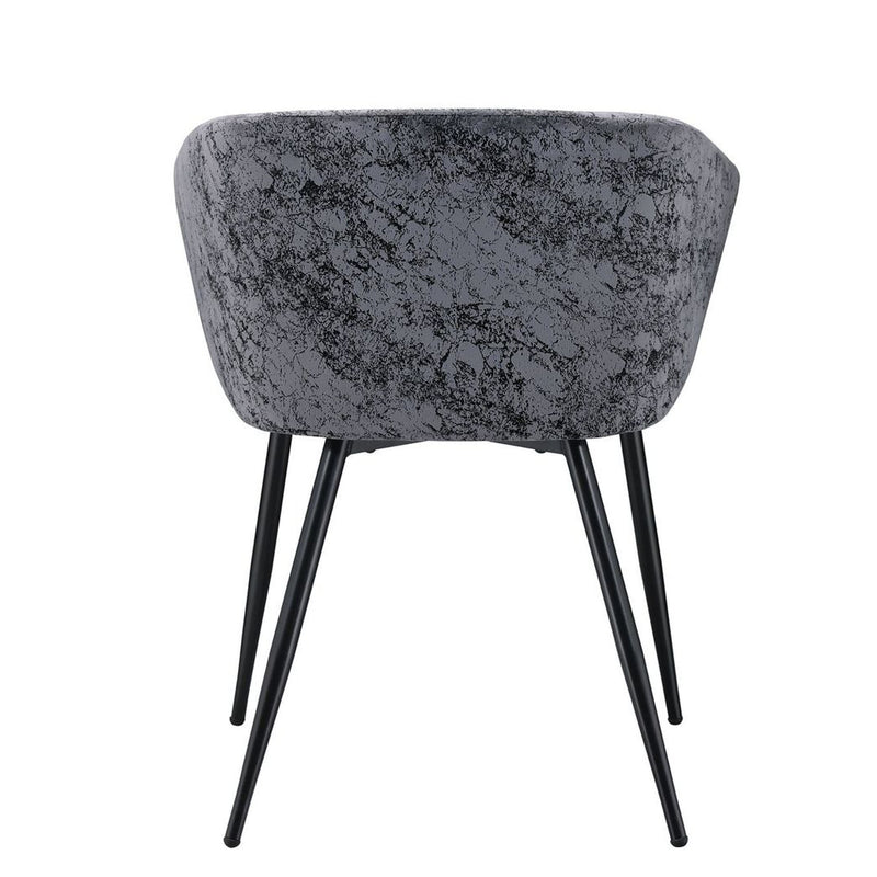 3Pc Pack Chair & Table, Gray Velvet & Black