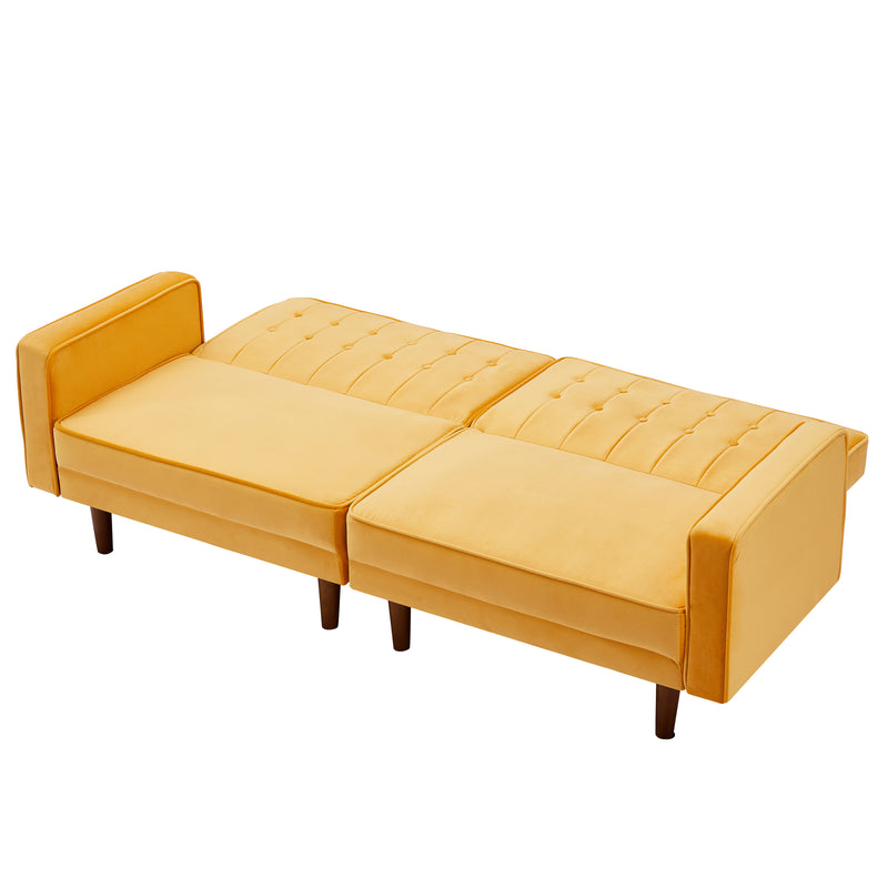 Yellow split sofa