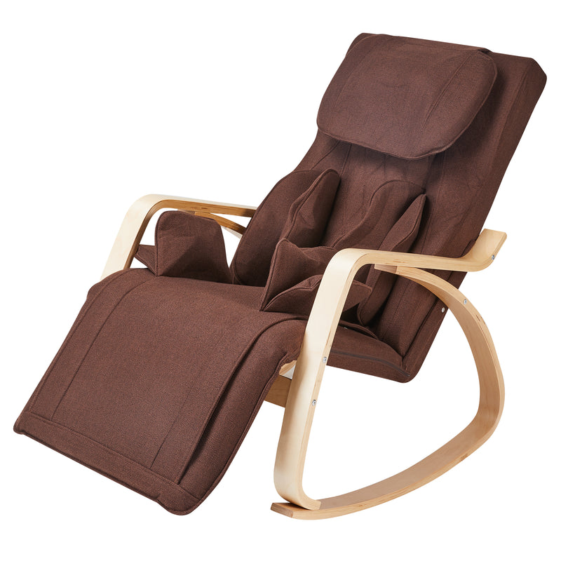 Comfortable Relax Rocking Chair, Lounge Chair Relax Chair with Cotton Fabric Cushion Brown