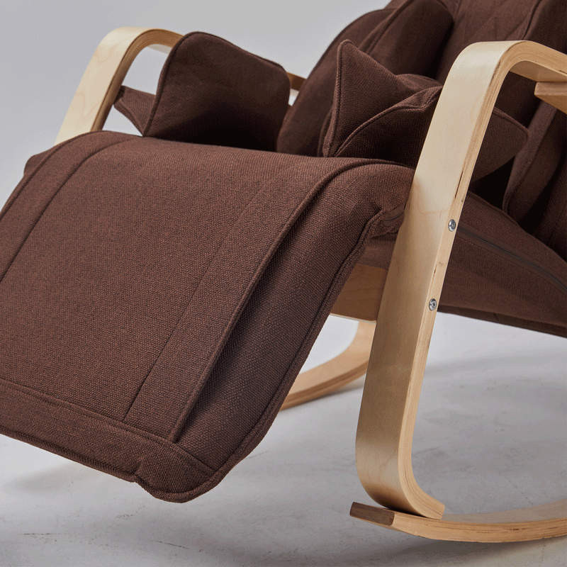 Comfortable Relax Rocking Chair, Lounge Chair Relax Chair with Cotton Fabric Cushion Brown