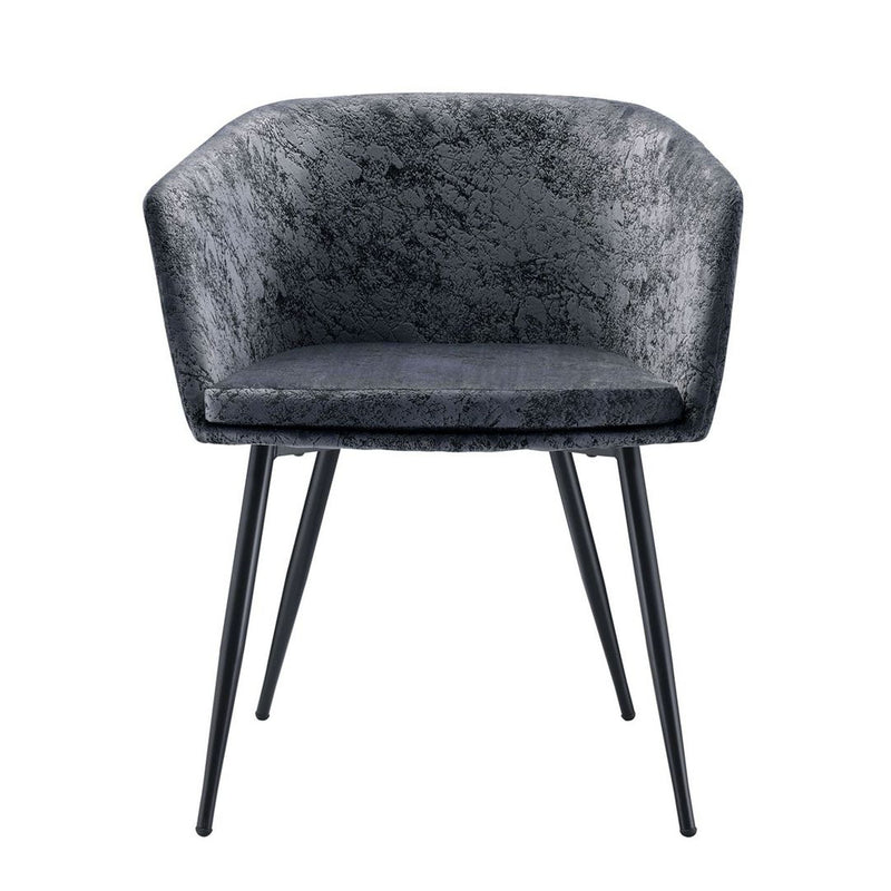 3Pc Pack Chair & Table, Gray Velvet & Black